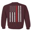 0058. American Flag Thin Red Line Firefighter Support Seal Men's Crewneck Sweatshirt (Maroon Large) view 3