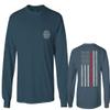 0058. American Flag Thin Red Line Firefighter Support Seal Men's Long Sleeve t Shirt (Indigo Blue Large) view 1