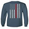 0058. American Flag Thin Red Line Firefighter Support Seal Men's Long Sleeve t Shirt (Indigo Blue Large) view 3