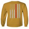 0058. American Flag Thin Red Line Firefighter Support Seal Men's Long Sleeve t Shirt (Gold Large) view 3