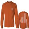 0058. American Flag Thin Red Line Firefighter Support Seal Men's Long Sleeve t Shirt (Orange Small) view 1