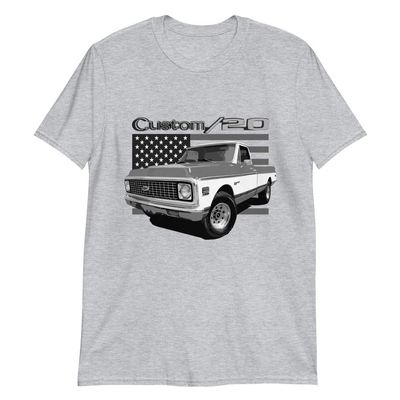 1972 Chevy C20 Custom 20 Vintage Pickup Truck Short-Sleeve T-Shirt Sport Grey