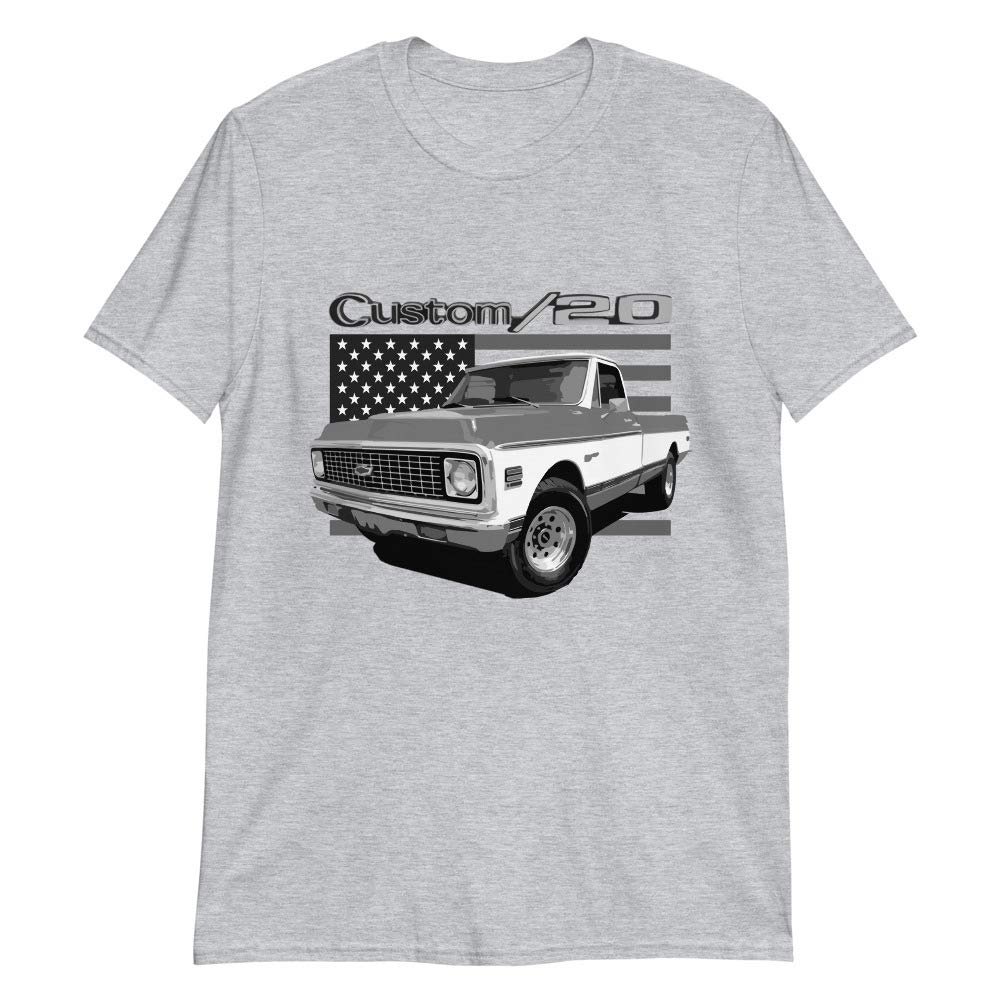 1972 Chevy C20 Custom 20 Vintage Pickup Truck Short-Sleeve T-Shirt Sport Grey