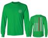 0058. American Flag Thin Red Line Firefighter Support Seal Men's Long Sleeve t Shirt (Irish Green 2X Large) view 1