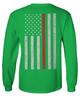 0058. American Flag Thin Red Line Firefighter Support Seal Men's Long Sleeve t Shirt (Irish Green 2X Large) view 3