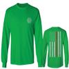 0058. American Flag Thin Red Line Firefighter Support Seal Men's Long Sleeve t Shirt (Irish Green Medium)