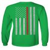 0058. American Flag Thin Red Line Firefighter Support Seal Men's Long Sleeve t Shirt (Irish Green Medium) view 3