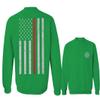 0058. American Flag Thin Red Line Firefighter Support Seal Men's Crewneck Sweatshirt (Irish Green Small) view 1