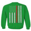 0058. American Flag Thin Red Line Firefighter Support Seal Men's Crewneck Sweatshirt (Irish Green Small) view 3