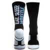 ChalkTalkSPORTS Wrestling Socks - Mid-Calf Athletic Sports Socks - Eat Sleep Wrestle - Youth view 1