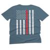 0058. American Flag Thin Red Line Firefighter Support Seal for Men T Shirt (Indigo 2X-Large) view 3