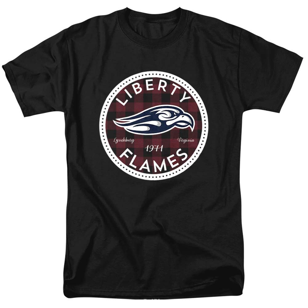 Liberty University Official Plaid Badge Unisex Adult T-Shirt, Black, 3X-Large
