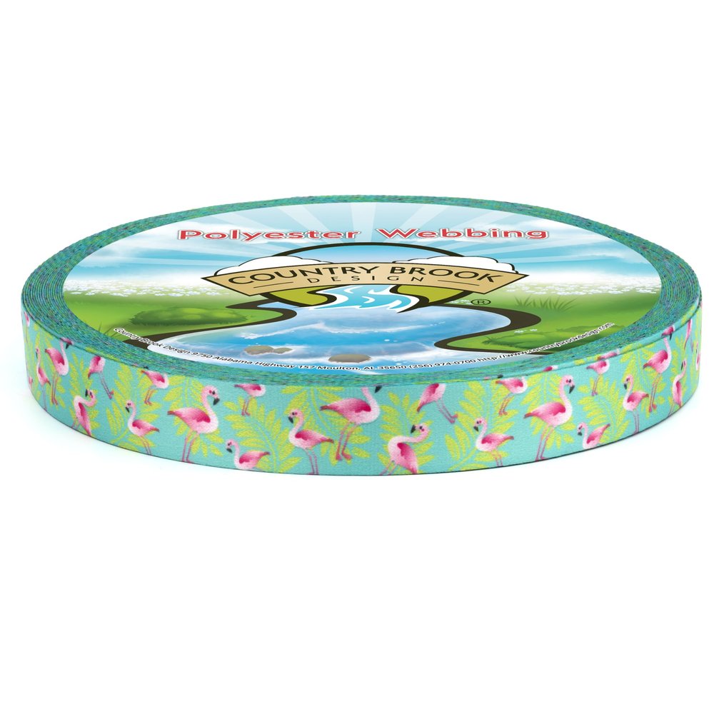 Country Brook Design - Flamingos Photo Quality Polyester (1 Inch, 50 Yards)