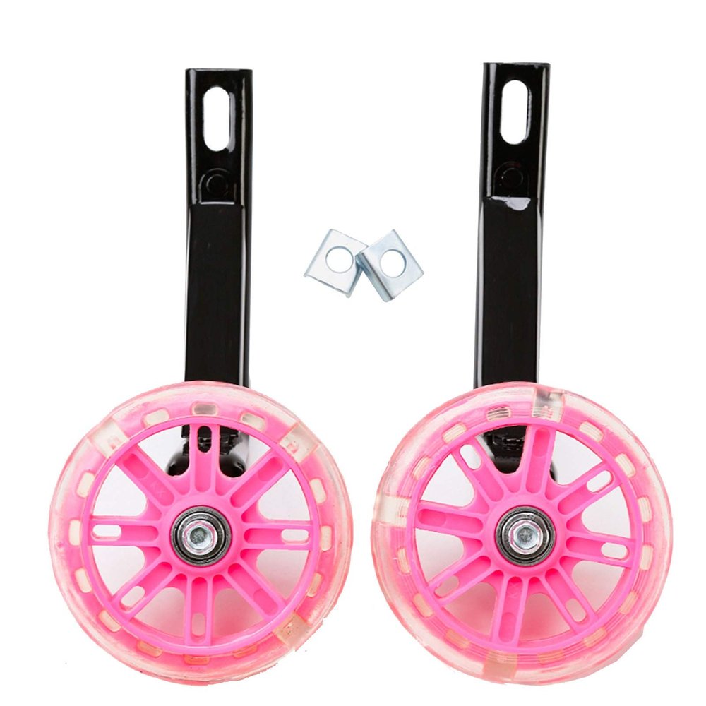 FUFU Universal Kids Bike Bicycle Stabiliser Children Training Wheels 12-20" LED LightBlue, Black, Green, Pink (Color : Pink, Size : 14in)