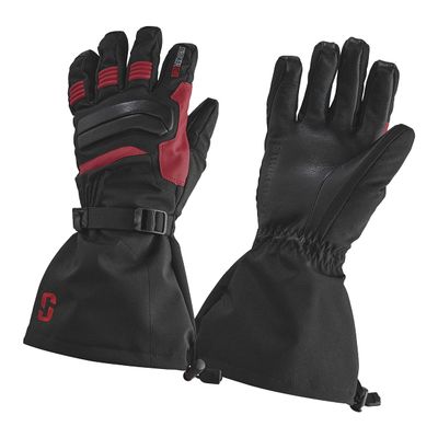 Striker Men's Defender Waterproof Breathable Insulated Ice Fishing Gloves with Adjustable Wrist and Gauntlet Closure, Black/Red, X-Large