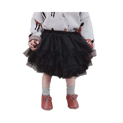 Baby Kids Pettiskirt Girls Tutu Skirts Ruffle Tulle Fluffy Ballet Dance Mini Skirt Performance Dress Princess Dress (Black,80cm,)