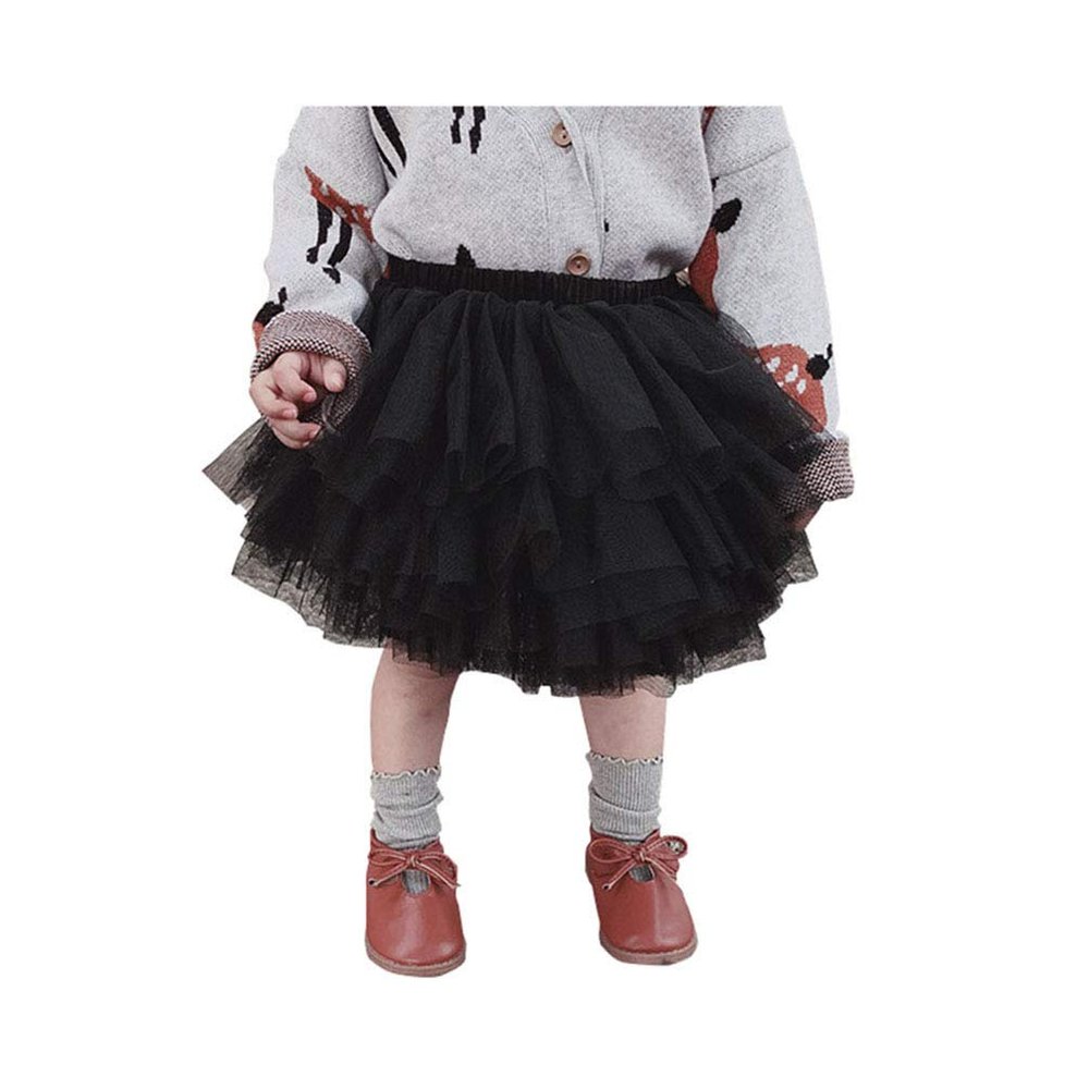 Baby Kids Pettiskirt Girls Tutu Skirts Ruffle Tulle Fluffy Ballet Dance Mini Skirt Performance Dress Princess Dress (Black,80cm,)