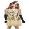 1920s Kids Sequined Fringed Chicken Feather Dress Latin Dance Performance Costume Accessories Set (Large, Style 4 Beige) view 1