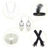 1920s Kids Sequined Fringed Chicken Feather Dress Latin Dance Performance Costume Accessories Set (Large, Style 4 Beige) view 2