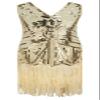 1920s Kids Sequined Fringed Chicken Feather Dress Latin Dance Performance Costume Accessories Set (Large, Style 4 Beige) view 3