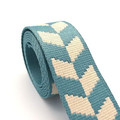 1.5'' Blue and White Cotton Webbing Striped Webbing Polyester Webbing with Diamond Pattern Dog Collar Webbing Key Fob Webbing by The Yard (1)