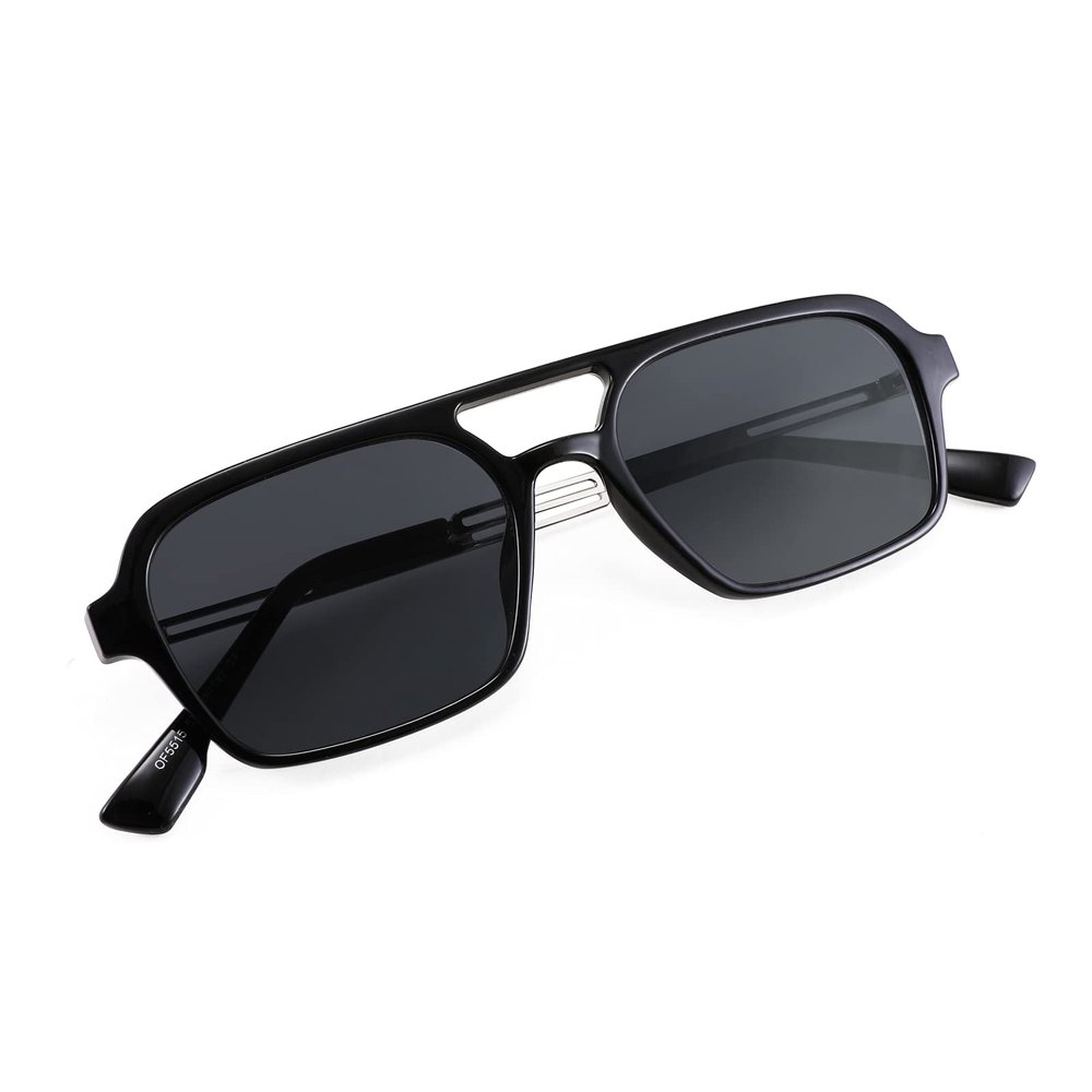FEISEDY Vintage Square 70s Flat Aviator Sunglasses Women Men Metal Design Shades B2752