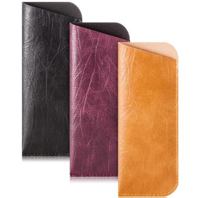 TRIUMPH VISION Reading Glasses Case Eyeglasses Sleeve 3 Pack Eyewear Holder Slip in Slim Sunglasses Pouch Soft Leather