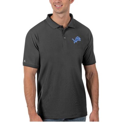 Antigua Men's Charcoal Detroit Lions Legacy Pique Polo