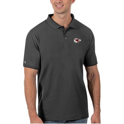 Antigua Men's Charcoal Kansas City Chiefs Legacy Pique Polo