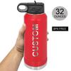 Love Soccer 32-Ounce Double Wall Insulated Stainless Steel Custom Sports Water Bottle with Flip Top Lid, Straw (Red) view 3