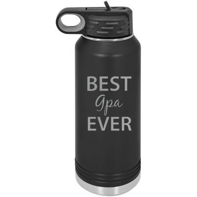 CustomGiftsNow Best GPA Ever Double Wall Insulated Stainless Steel Engraved Sports Water Bottle with Flip Top Lid, Straw