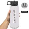 Love Volleyball 32-Ounce Double Wall Insulated Stainless Steel Custom Sports Water Bottle with Flip Top Lid, Straw (White) view 3