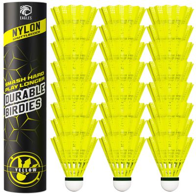 Badminton Birdies - Nylon Bedminton Shuttlecocks for Baseball/Softball Batting Training - Shuttle Balls for Indoor and Outdoor Matches ~ Highly Stable & Durable Plastic badmington Birdie Ball Set