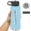Love Basketball 32-Ounce Double Wall Insulated Stainless Steel Custom Sports Water Bottle with Flip Top Lid, Straw (Light Blue) view 3
