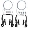 2 Pairs Bike brakes, Universal Complete V Bike Brakes set, Mountain Bike Replacement for Most Bicycle,Road Bike Brakes Cables with Front Back Wheels End Caps,End Ferrules -Black view 1