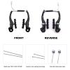 2 Pairs Bike brakes, Universal Complete V Bike Brakes set, Mountain Bike Replacement for Most Bicycle,Road Bike Brakes Cables with Front Back Wheels End Caps,End Ferrules -Black view 3