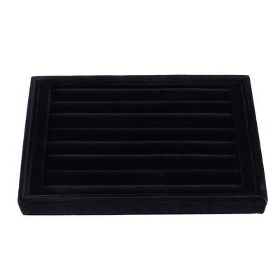 7 Slots Velvet Ring Earrings Studs Tray Showcase Display Jewelry Organizer Insert Tray for Accessory Storage