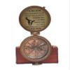 Engraved Brass Compass with Leather Case- Personalized Sundial Pocket Compass for Women, Antique Poem Compass Gift to Mom (Mom to Son) view 1