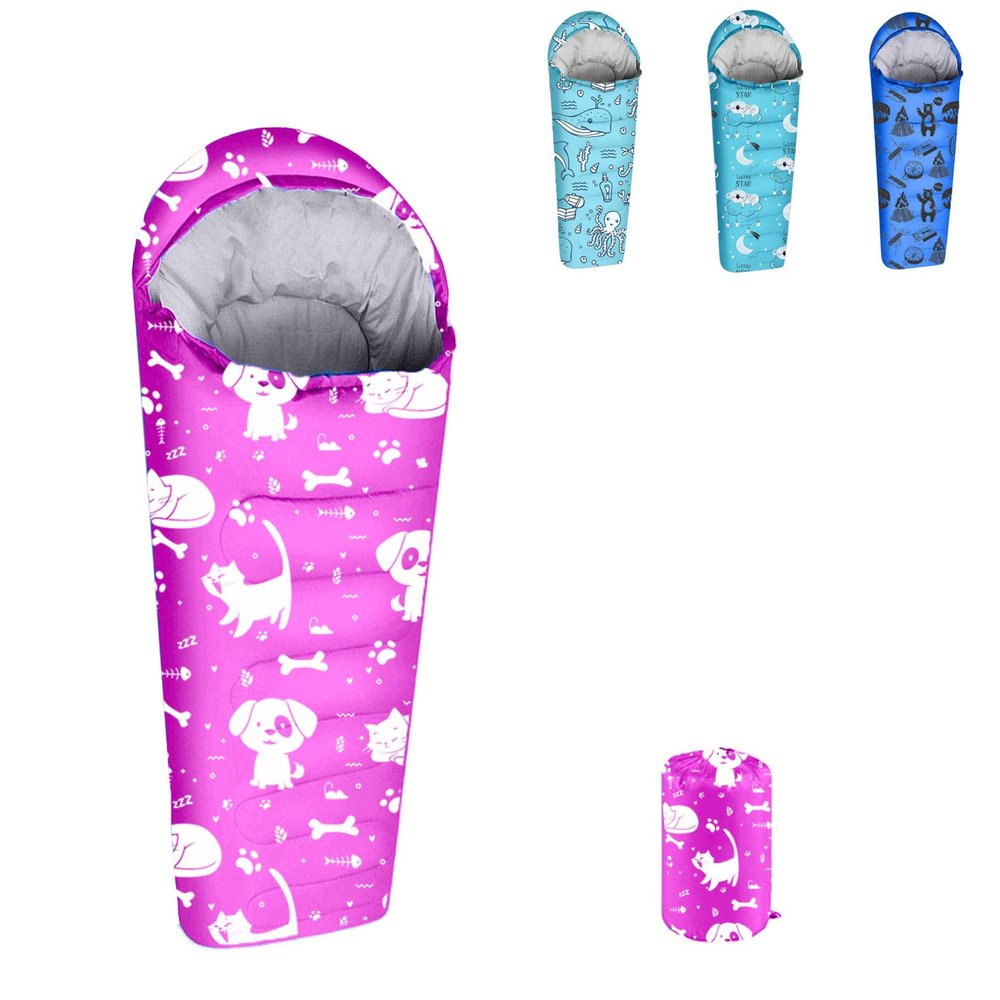 KidzAdventure Mummy Style 32  59F Kids Sleeping Bag with Pillow Sleeve, 4 Season, Lightweight and Backpacking Style, Ideal for Camping, Sleepover, Boys, Girls, Youth and Toddlers  Best Friends Youth