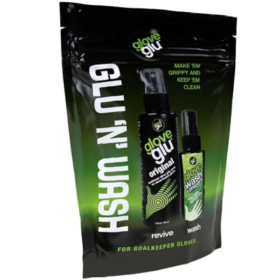 gloveglu Glu N Wash Goalkeeper Glove Spray Bundle Contains gloveglu 120ml Original Goalkeeper Grip Spray glovegl 50m Premium Wash Prepare Glove