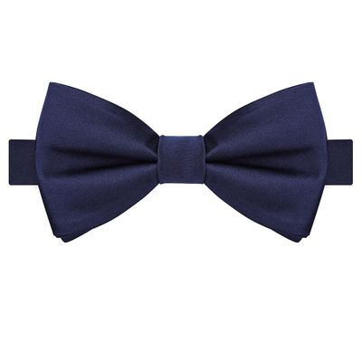 KissTies Pre-Tied Boys Bow Ties Navy Blue Satin Holiday Bowtie + Gift Box
