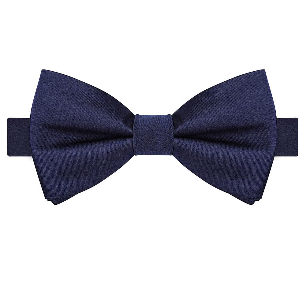 KissTies Pre-Tied Boys Bow Ties Navy Blue Satin Holiday Bowtie + Gift Box