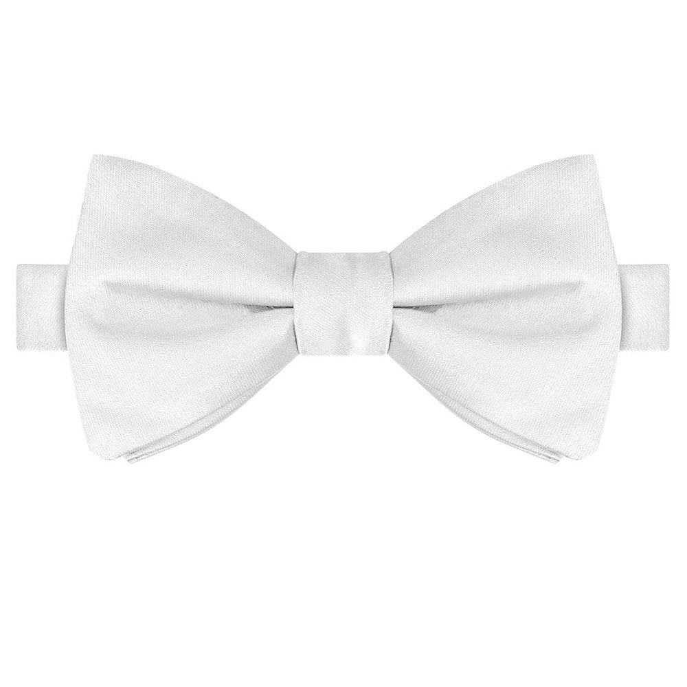 KissTies Pre-Tied Boys Bow Ties Silver Satin Sterling Bowtie + Gift Box