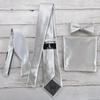 KissTies Pre-Tied Boys Bow Ties Silver Satin Sterling Bowtie + Gift Box view 2