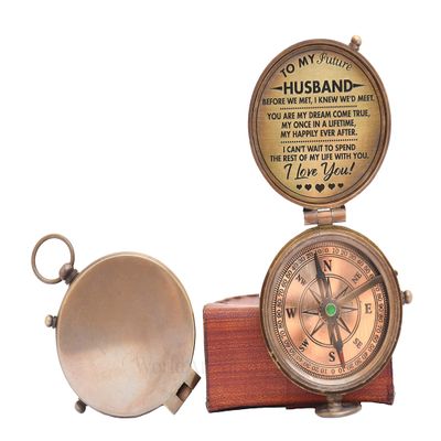 Engraved Compass, Gift for Husband,Anniversary,Wedding Gift for Him, Long Distance Boyfriend Gift, Fiance Gift I Miss You Long Distance Relationship Gift Boyfriend Gift (to My Future Husband)
