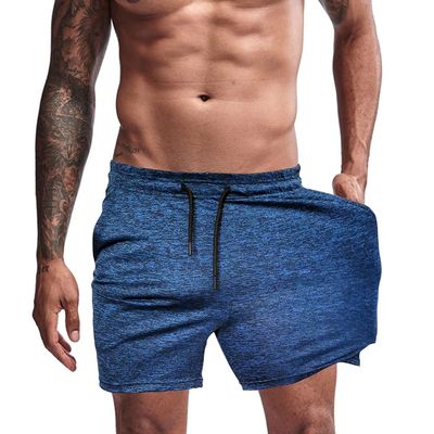 Muscle Cmdr Men's Workout Shorts 5 Inch Inseam Bodybuilding Athletic Running Shorts Quick Dry Blue XL