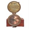 Engraved Brass Antiquated Finish Compass- Handmade Sundial Pocket Compass for Hiking Boating- Antique Poem Compass with Leather Case (Gift for My Man, Husband) view 1
