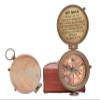 Engraved Brass Antiquated Finish Compass- Handmade Sundial Pocket Compass for Hiking Boating- Antique Poem Compass with Leather Case (Gift for My Man, Husband) view 2