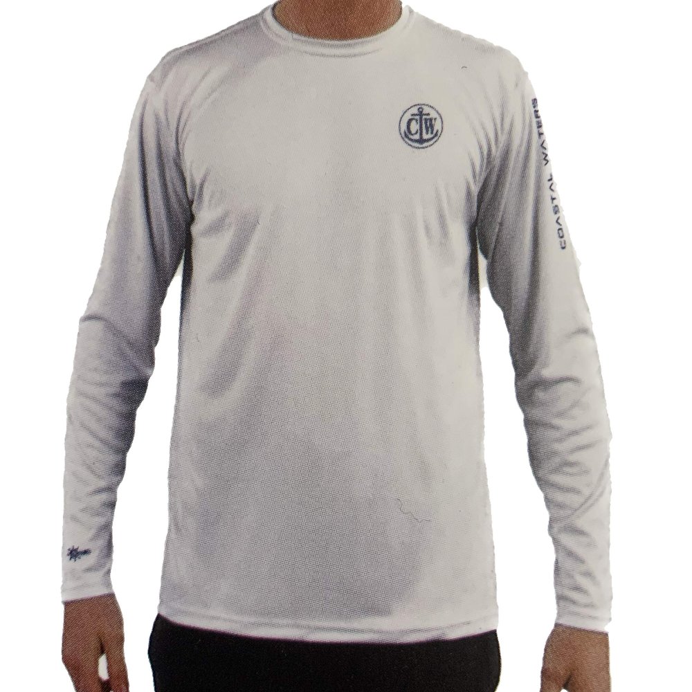 Coastal Waters Supply Co. Men's UPF 40+ Long Sleeve Performance Sun Protection Tee (White, Medium)