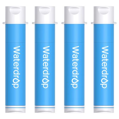 Waterdrop Water Filter Straw, Camping Water Filtration System, Water Purifier Survival Outdoor Drinking Water Purifier for Travel, Backpacking and Emergency Preparedness, 0.1 Micron (Blue), Pack of 4